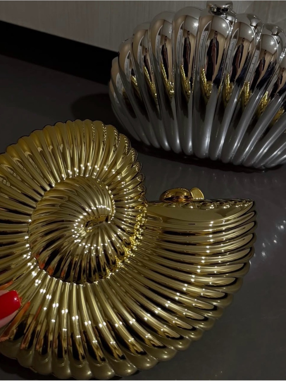 Gold Nautilus Shell Decorative Vase - Women Bags Vases
